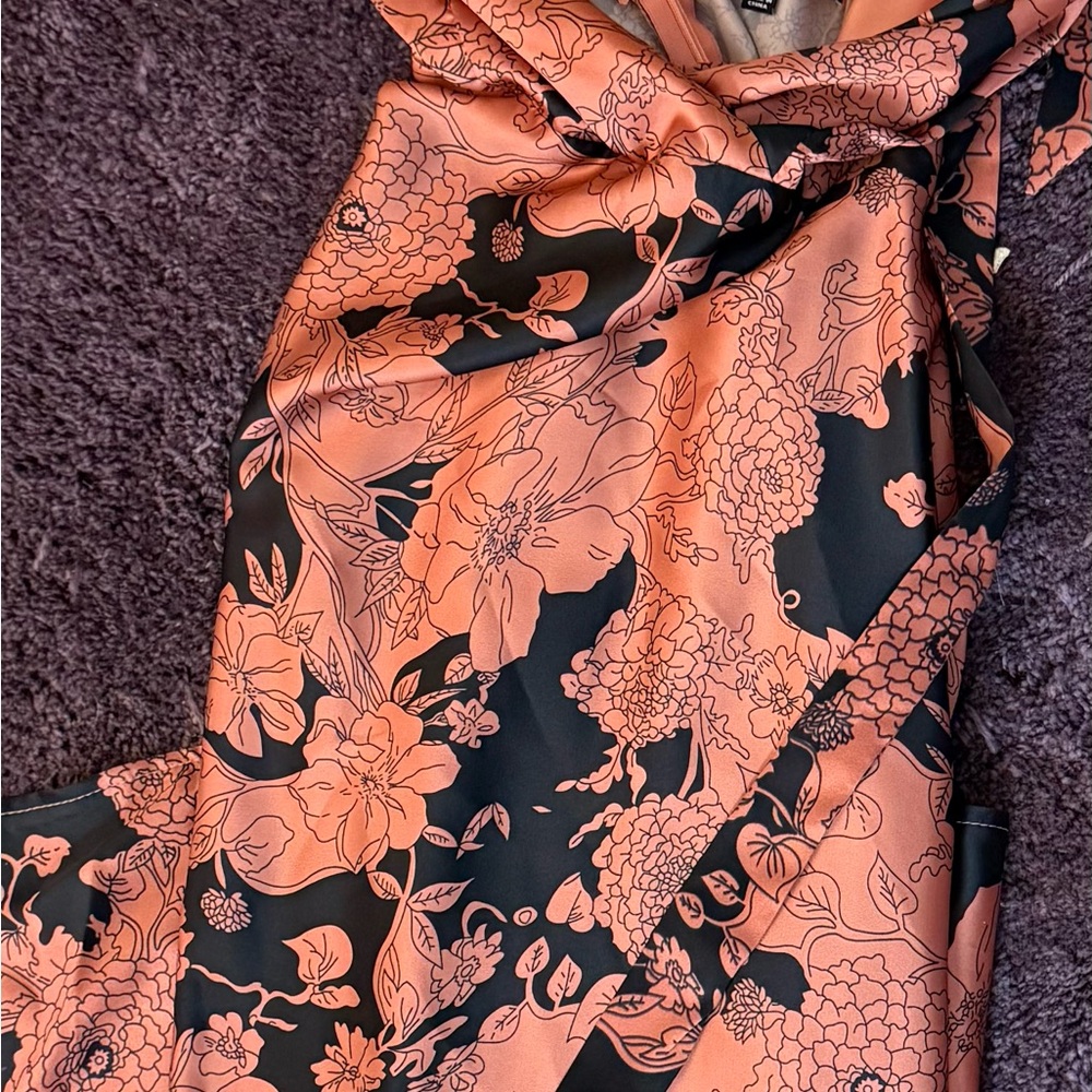 Lulu's Black and Orange Floral Dress
